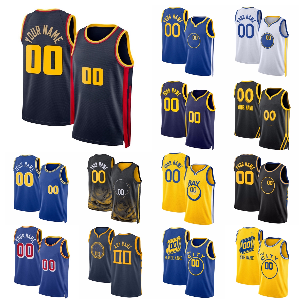 Warriors Basketball Jersey Brandin Podziemski Lindy Waters III Kevon Looney Kyle Anderson Gary Payton II Pat Spencer Stephens Curry Andrews Wiggins Buddy Hield