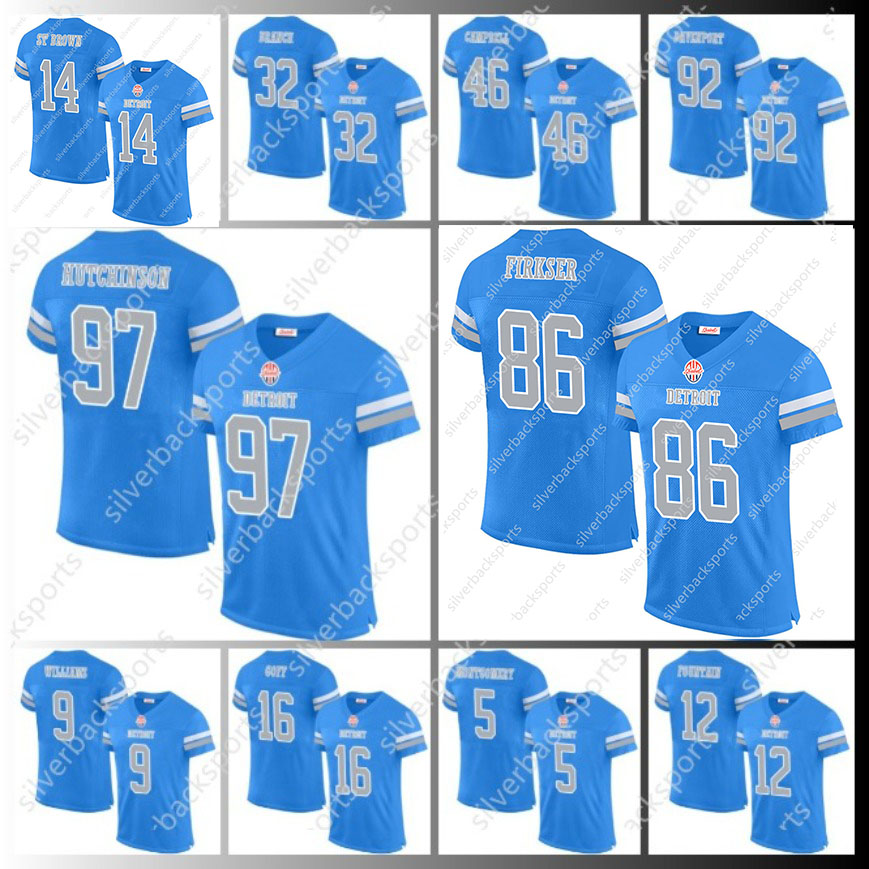2024 Anthony Firkser 97 Adan U T C H I S O N Football Jersey 14 St. Brown 26 Gibbs Jameson 9 Williams 70 Dan Skipper For ed Custom Any Name Number
