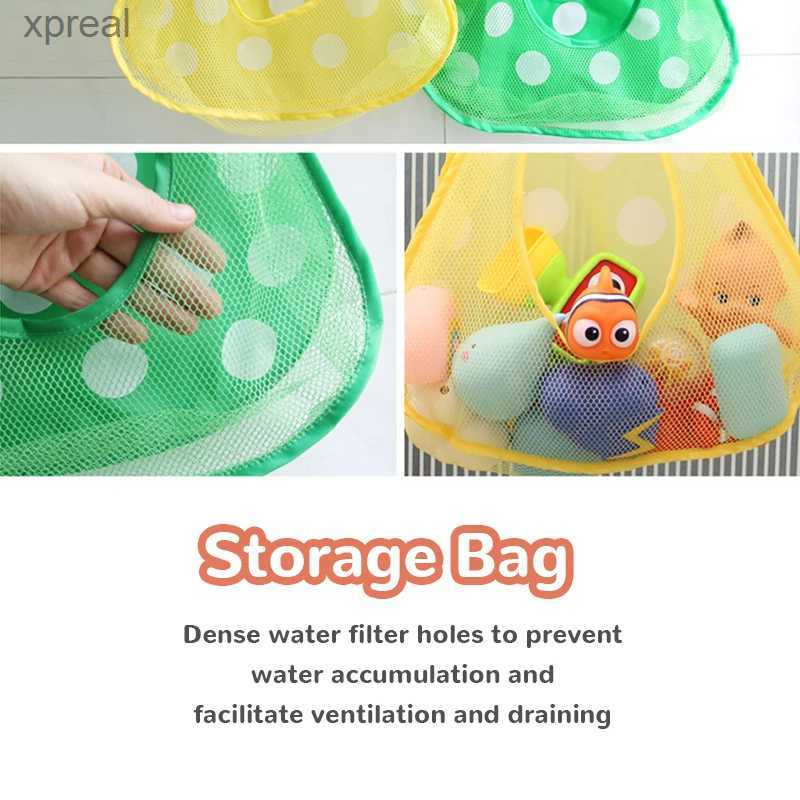 Bath Toys Baby shower toy cute duck frog net toy storage bag strong suction cup baby shower game bag bathroom organizer water toyWX131