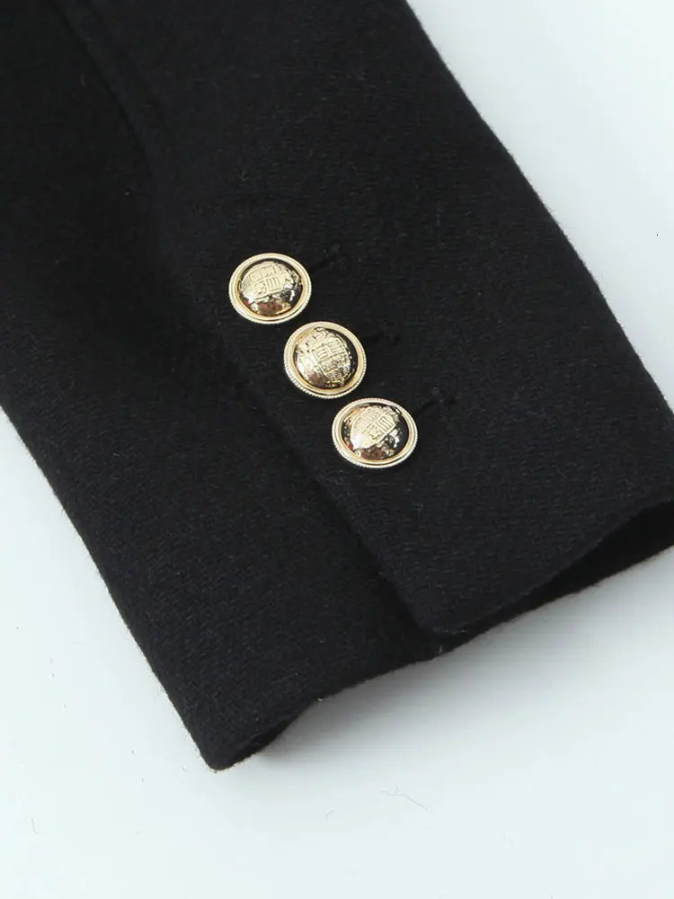 TRAF 2024 Autumn Woman Coat Double Breasted Long Artificial Wool Blended Sleeve Woolen Warm Women 241121