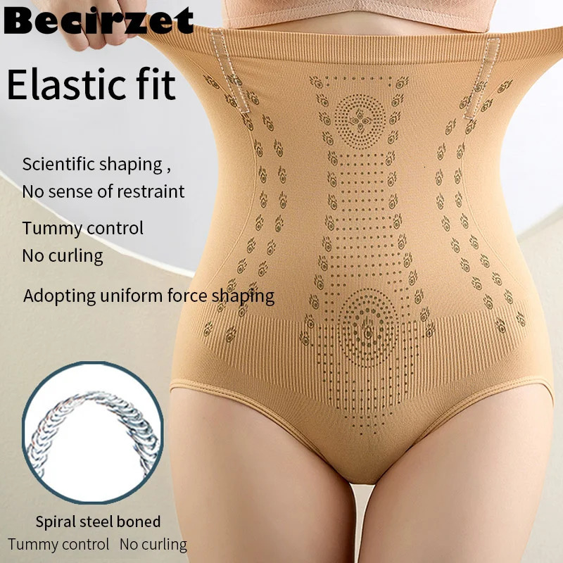 High Waist Flat Belly Control Panties Ions Tech Unique Fiber Restoration Shaper Fat Lose Slimming Underwear Women Shapewear 241121
