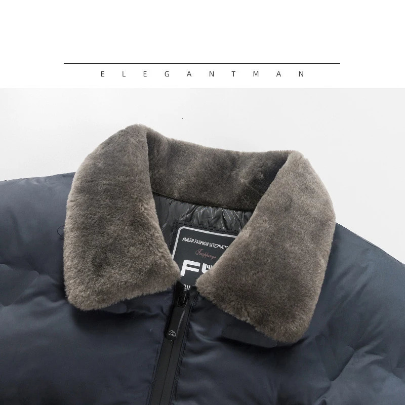 Men Autumn Winter Cotton Jacket Fur Collar Warm Comfortable Padded Thickened Down 2024 Solid Clothes L5XL Coat 241120