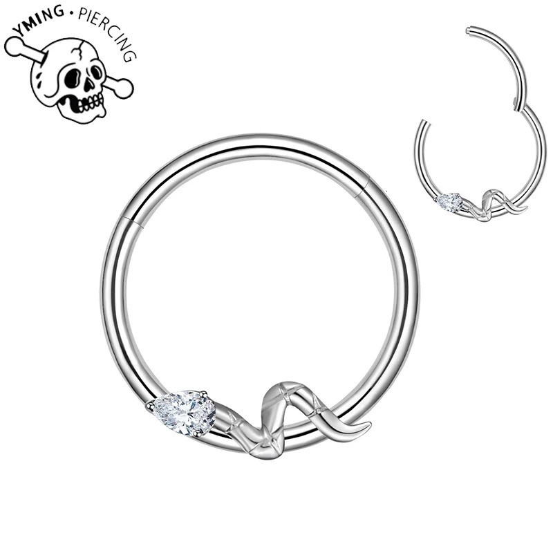 G23 Septum Nose Ring Piercing Body Jewelry 16G Moon Segment Snake Clicker Helix Ear Cartilage Heart Daith Hoop 241125