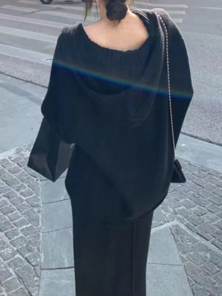 Women Knitted Sweater 2 Piece Suits Autumn Fashion Blouses Tops and Skirt Set Casual Elegant Female Hoodies Korean Outfits 241129