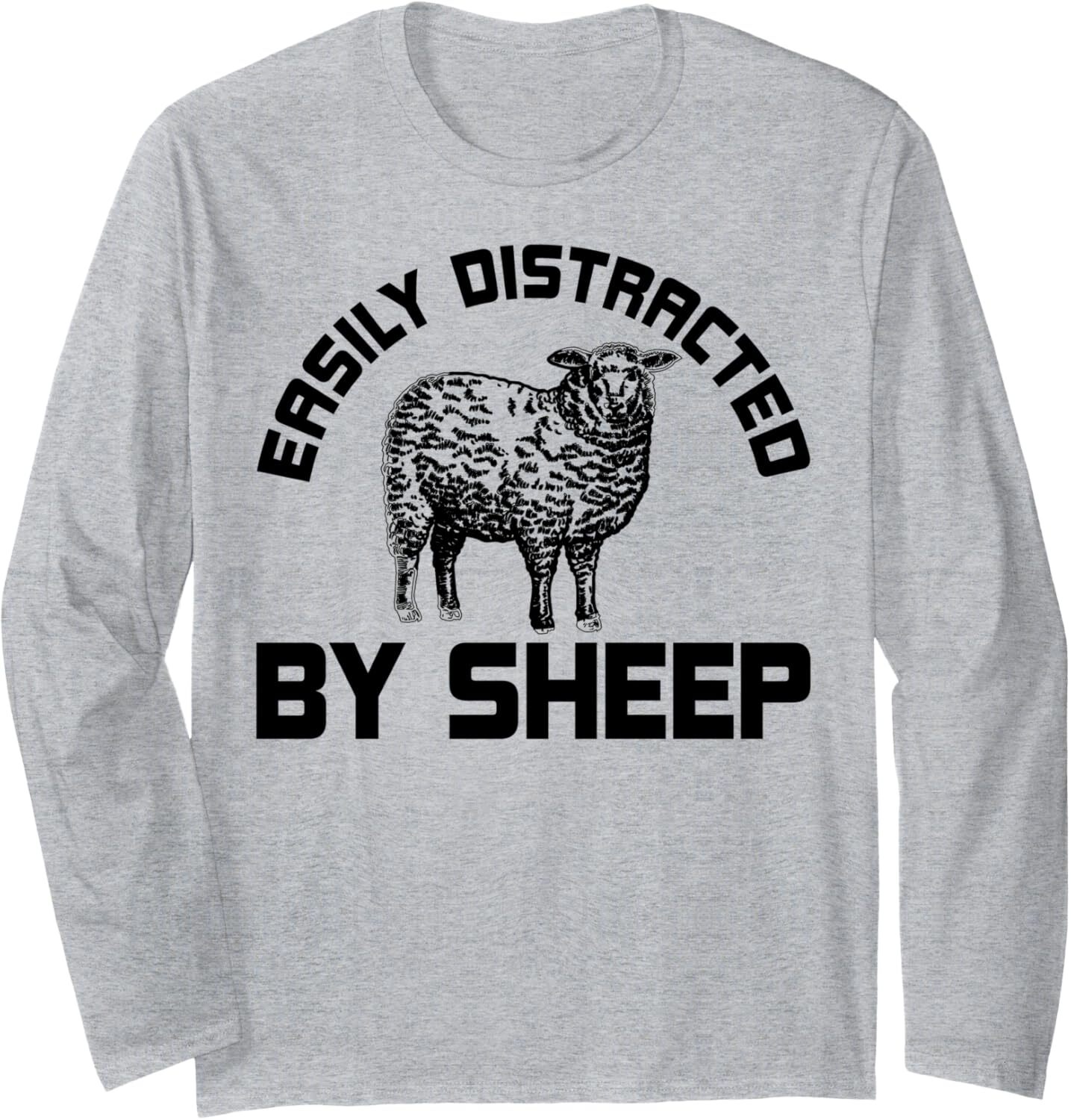 Long Sleeve Shirts for Men sweatshirt Easily Distracted By Sheep Tee Farm Animal Vintage Gift Long Sleeve Streetwear Casual tops clothes cool