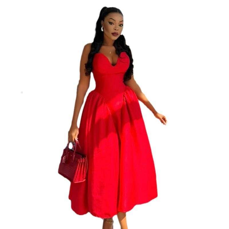 African Strapless Neck Hanging Women's Formal European And American Banquet Evening Dress, Bridesmaid Dress
