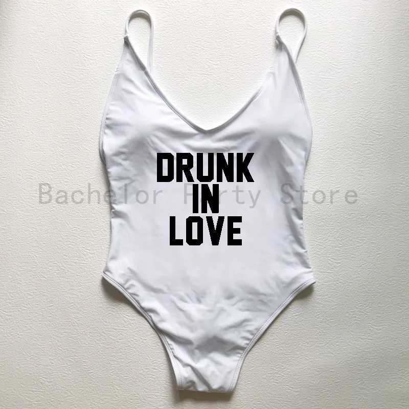 Women's Swimwear Drunk In Love Letter Print swimsuit womens adjustable shoulder strap swimsuit womens thong pad one-piece swimsuit beach wear bad