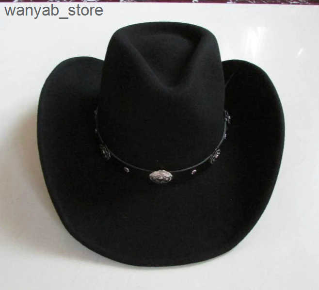 Wide Brim Hats Bucket Hats New % Woolen Cowboy hat Waterproof Wrinkle-free Felt Cowboy Hats Wide Brim Cowboy Hat Large-brimmed B-8133 L240910
