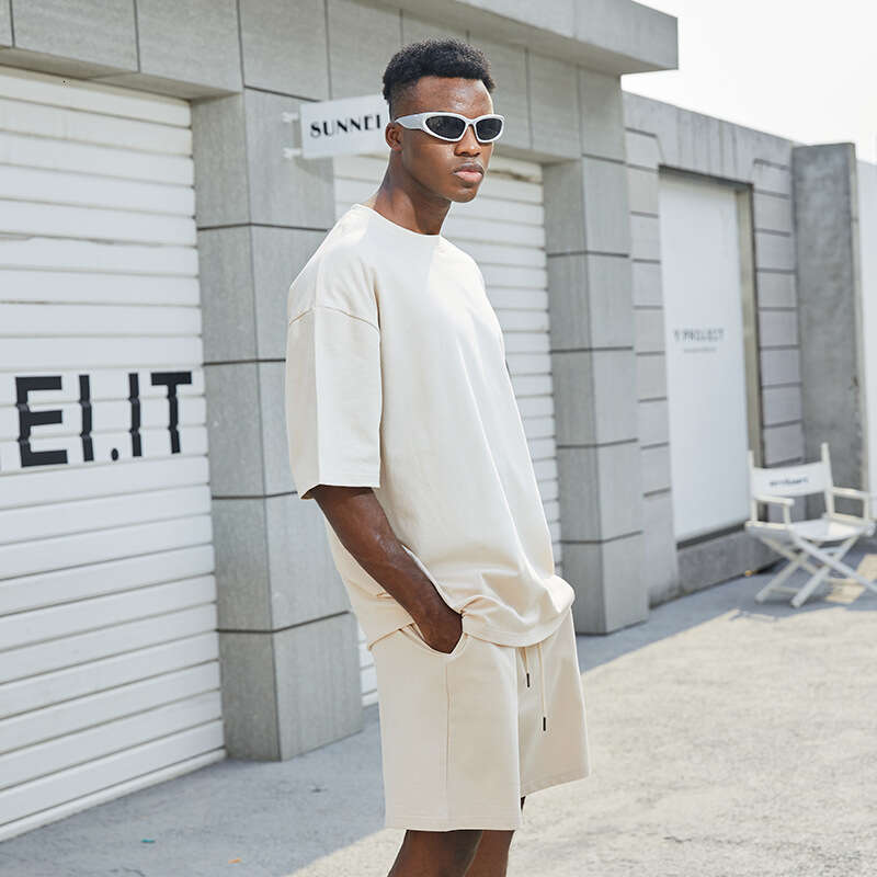 High Quality Trendy Casual Suit For Both Men Women, Summer Pure Cotton Short Sleeved T-Shirt And Shorts Paired With A 2-Piece Set Of Clothing B3