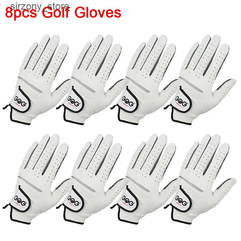 Mittens 8pcs Golf gloves Genuine Sheepskin leather Men Non-slip Sports gloves left right For Golfer Mens Golf Glove Soft Breathable J241130