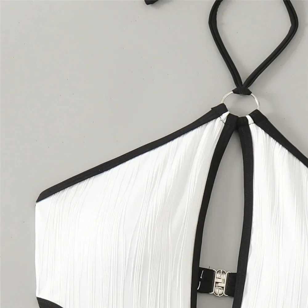 Women's Swimwear Sexy white backless swimsuit womens 2024 one-piece swimsuit hollow single Gini swimsuit H241130
