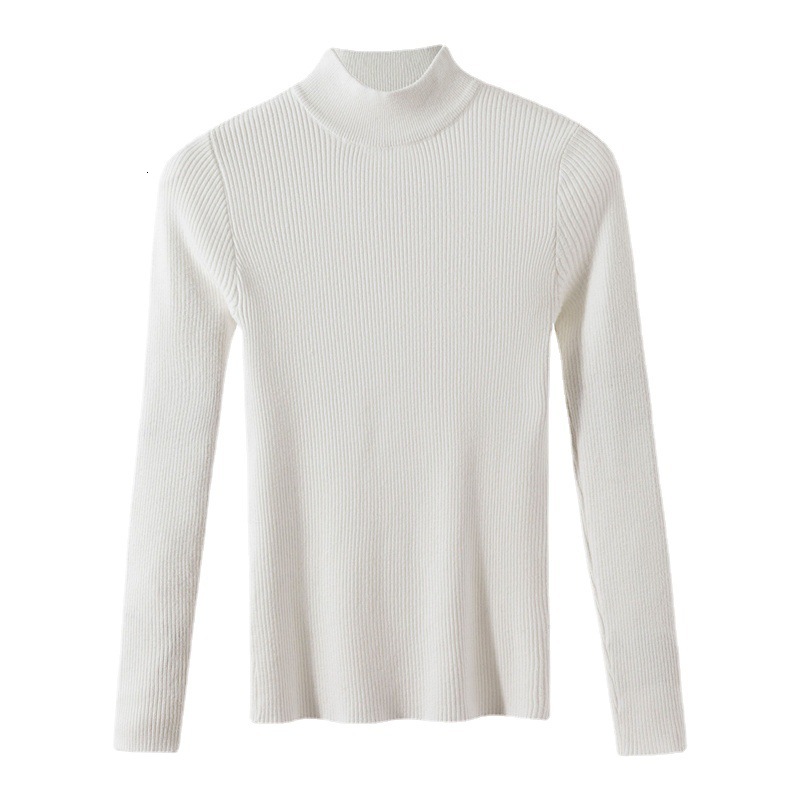 New semi high neck bottom women's long sleeved inner layer new pullover versatile slim knit designer sweater