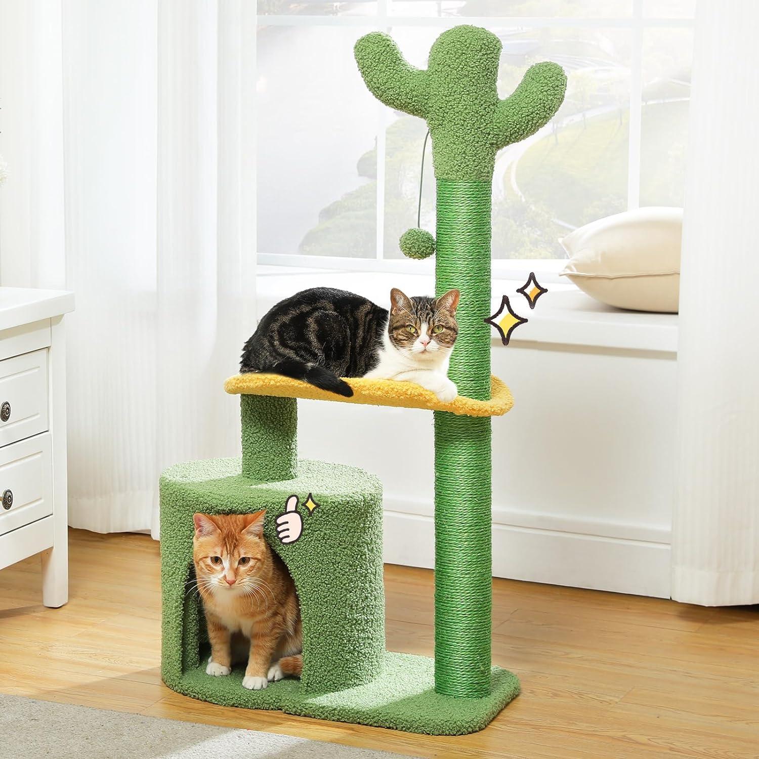 Made4Pets Cat Tree, 35.7"Multi-Level Indoor Cat Tree With Perch & Ball & Scratching Posts Cozy Condo, Green, 3-7days delivery
