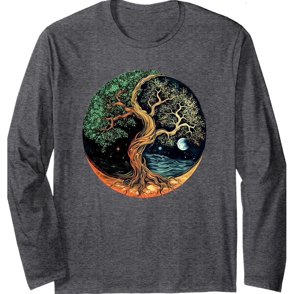Long Sleeve Shirts for Men sweatshirt Tree of Life Yin Yang Streetwear Casual tops clothes Fashionable and cool