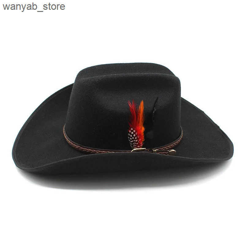 Wide Brim Hats Bucket Hats New Fashion Woolen Men Women Feather Fedora Hat Winter Autumn Church Panama Wide Brim Vintage Fascinator Jazz Caps Plage L2