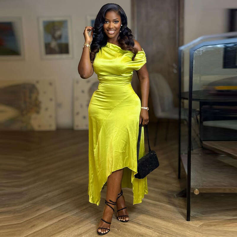 African Clothing Foreign Trade New Style Fashionable Temperament Elegant Banquet Irregular European And American Dress Women's Summer