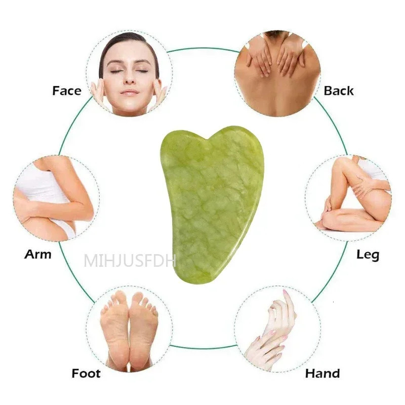 Natural Jade Roller Massager for Face Body Back Foot Massage Liftting Antiwrinkle Doubleend Gua Sha Stone 241118