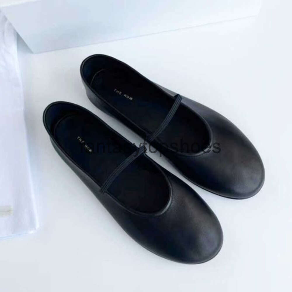 The Row shoes Soft Designer sheepskin Dress Shoes granny TR ballet shoes Round head flat bottom belt women's single No lining comfort O8WD K2E2 2024