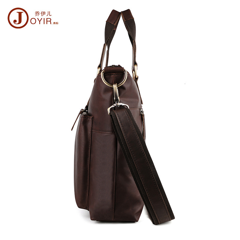 Crazy Horse Leather Business Fashion Briefcase Large Capacity Crossbody Bag Men's Handbag