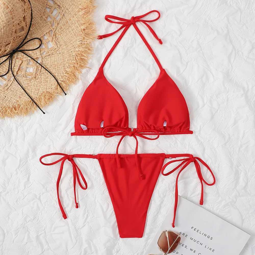 Women's Swimwear Womens sexy bandage bikini set Brazilian bandage swimsuit beach push up swimsuit lace swimsuit summer new factory dir H241130