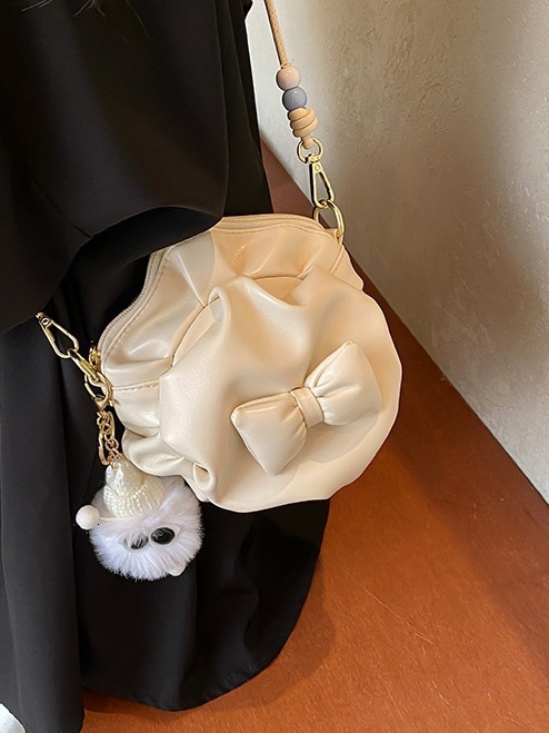 High End Handbag For Bags Handbags Women Autumn, Versatile New Fashion Crossbody Bag, Bow Folded Small Round Bag Designer