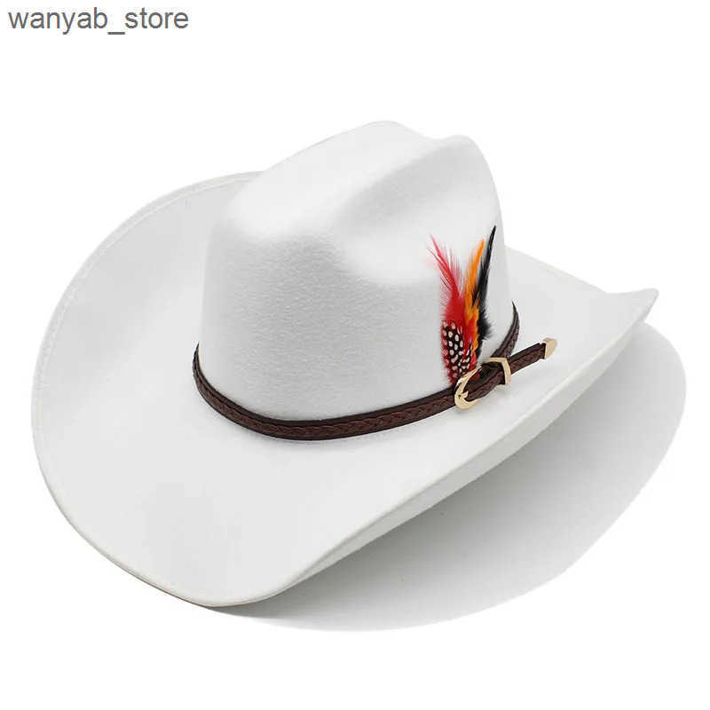 Wide Brim Hats Bucket Hats New Fashion Woolen Men Women Feather Fedora Hat Winter Autumn Church Panama Wide Brim Vintage Fascinator Jazz Caps Plage L2