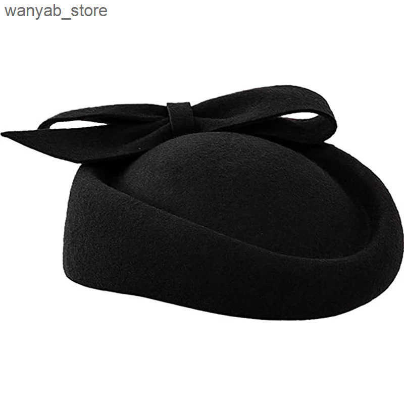 Wide Brim Hats Bucket Hats Women Church Fascinators Hats Black Vintage Wool Wedding Pillbox Tea Party Hat Fedora Felt Fedora Red For Ladies Derby Hat 