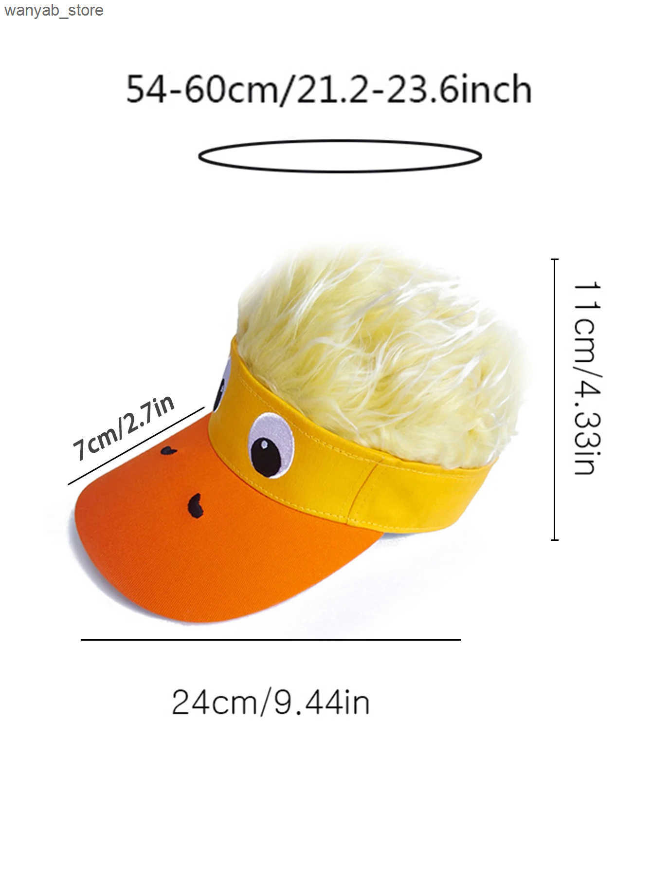 Wide Brim Hats Bucket Hats Baseball cap hip-hop hat fashion hat small yellow duck embroidered baseball cap fun wig duck tongue sun hat L240910