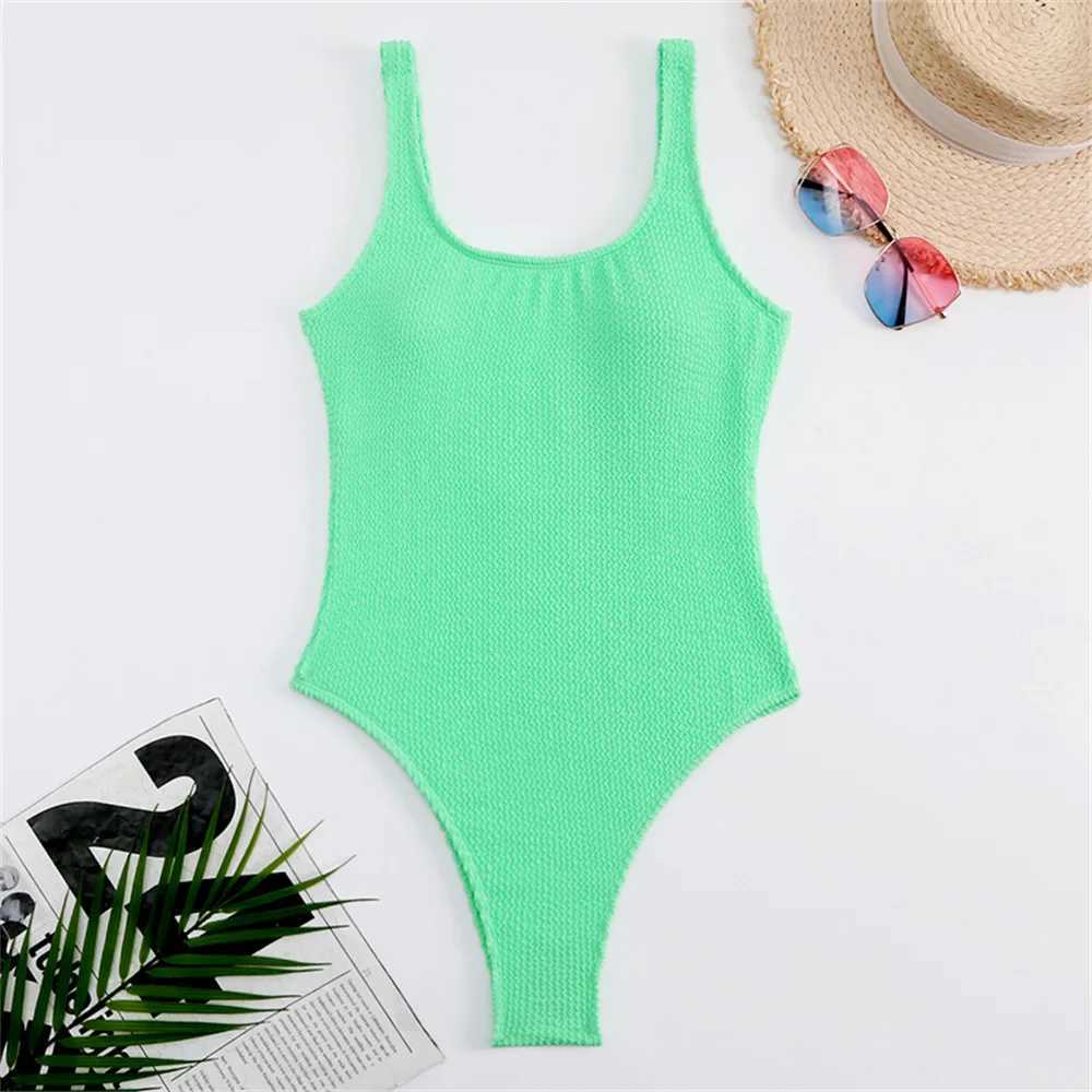 Women's Swimwear 2024 sexy womens one-piece swimsuit womens solid push up thong yukata Monokini Brazilian swimsuit H241130