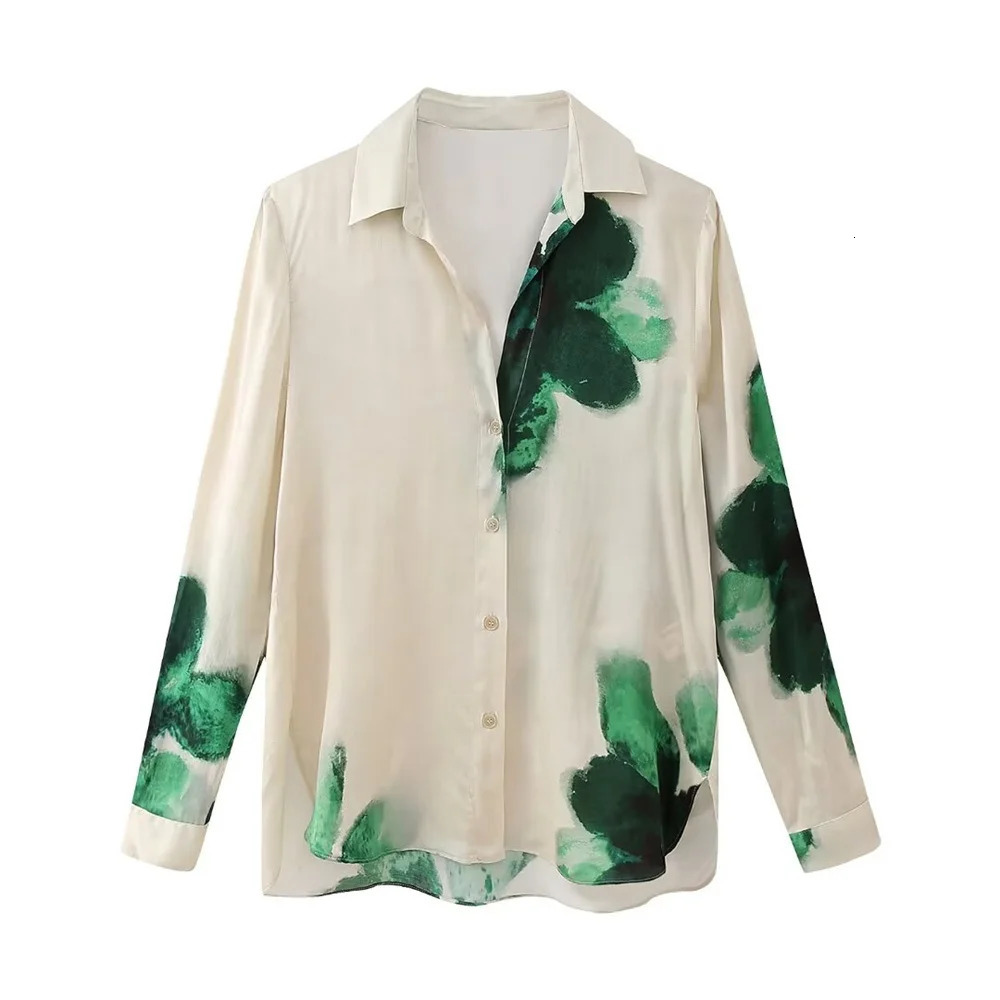 Zach Ailsa Spring Product Womens Casual Print Flip Collar Sagging Loose Shirt Fashion Elastic Waist Pants Set 240423