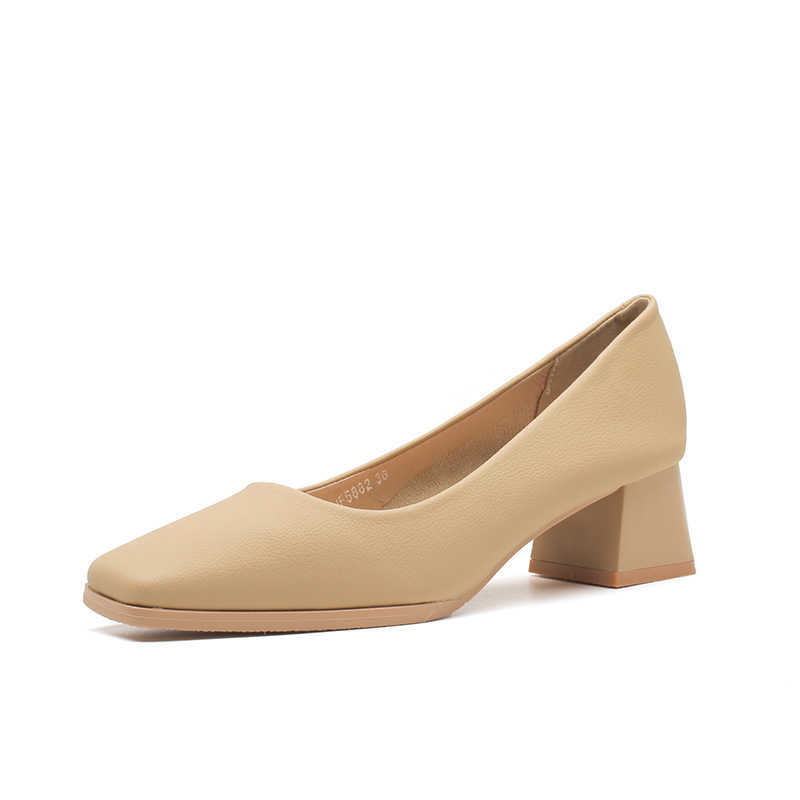 new comfortable and versatile single shoes casual and not tiring Thick heel square toe womens single shoes for spring summer autumn and winter 55CM