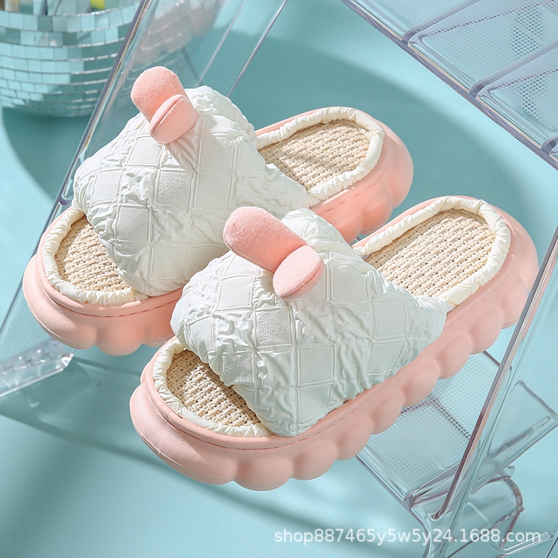 womens cloud slippers shoes breathable cottom linen female indoor home slippers eva thick bottom comfortable soft woman slides