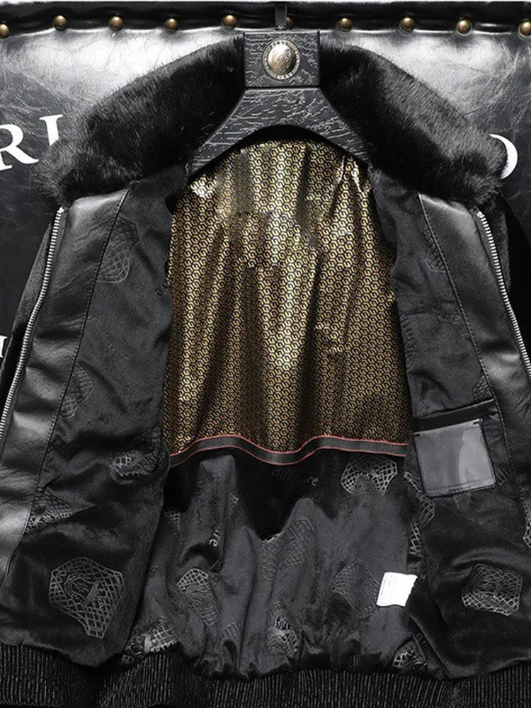 Graphene Mink Black Coat Mens Zipper Haining Fur Mink Fur Coat Autumn Winter Street Fashion Jacket Men Coat Outerwear 241126