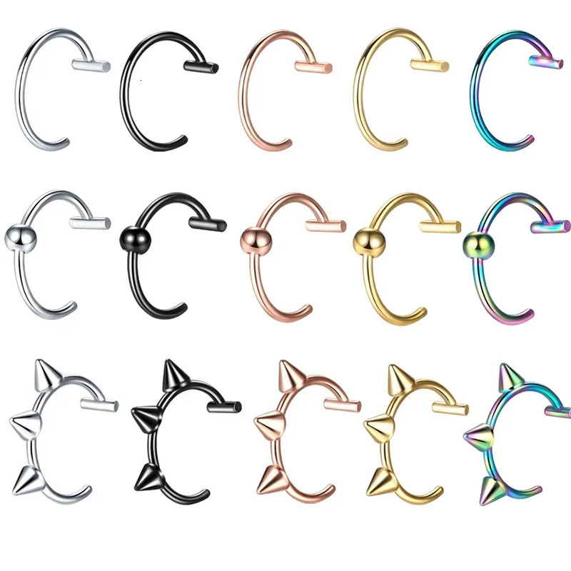 1Pc Stainless Steel Nose Ring Hoop Septum Rings C Clip Lip Earring Piercing Women Body Jewelry NonPierced 241125
