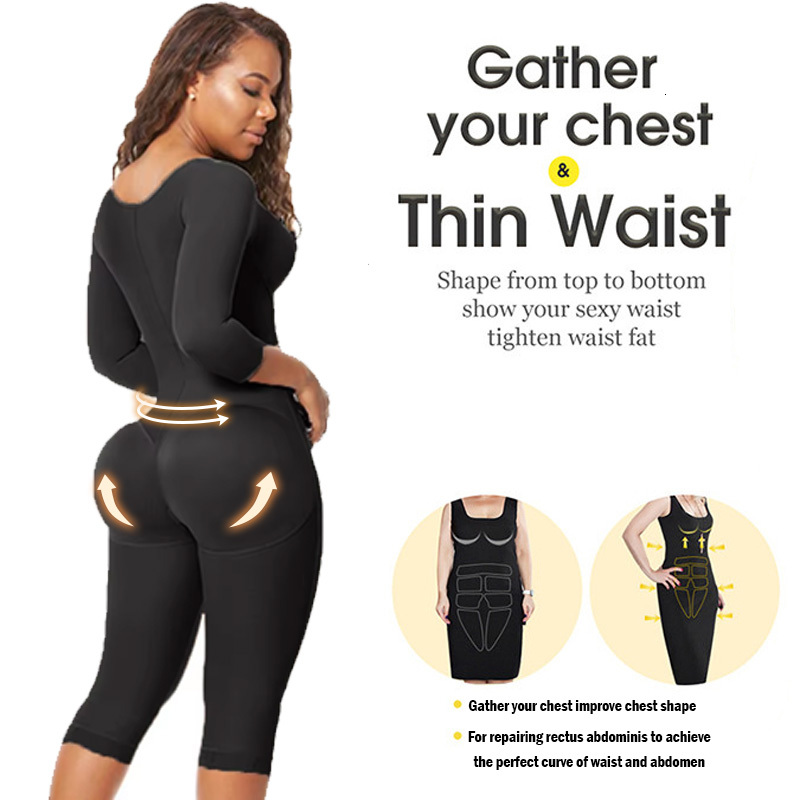 Fas Girdles Colombian Shaper Full Body Shapewear Post Surgery Postpartum Corset Long Sleeve Abdomen Control Women Bodysuit