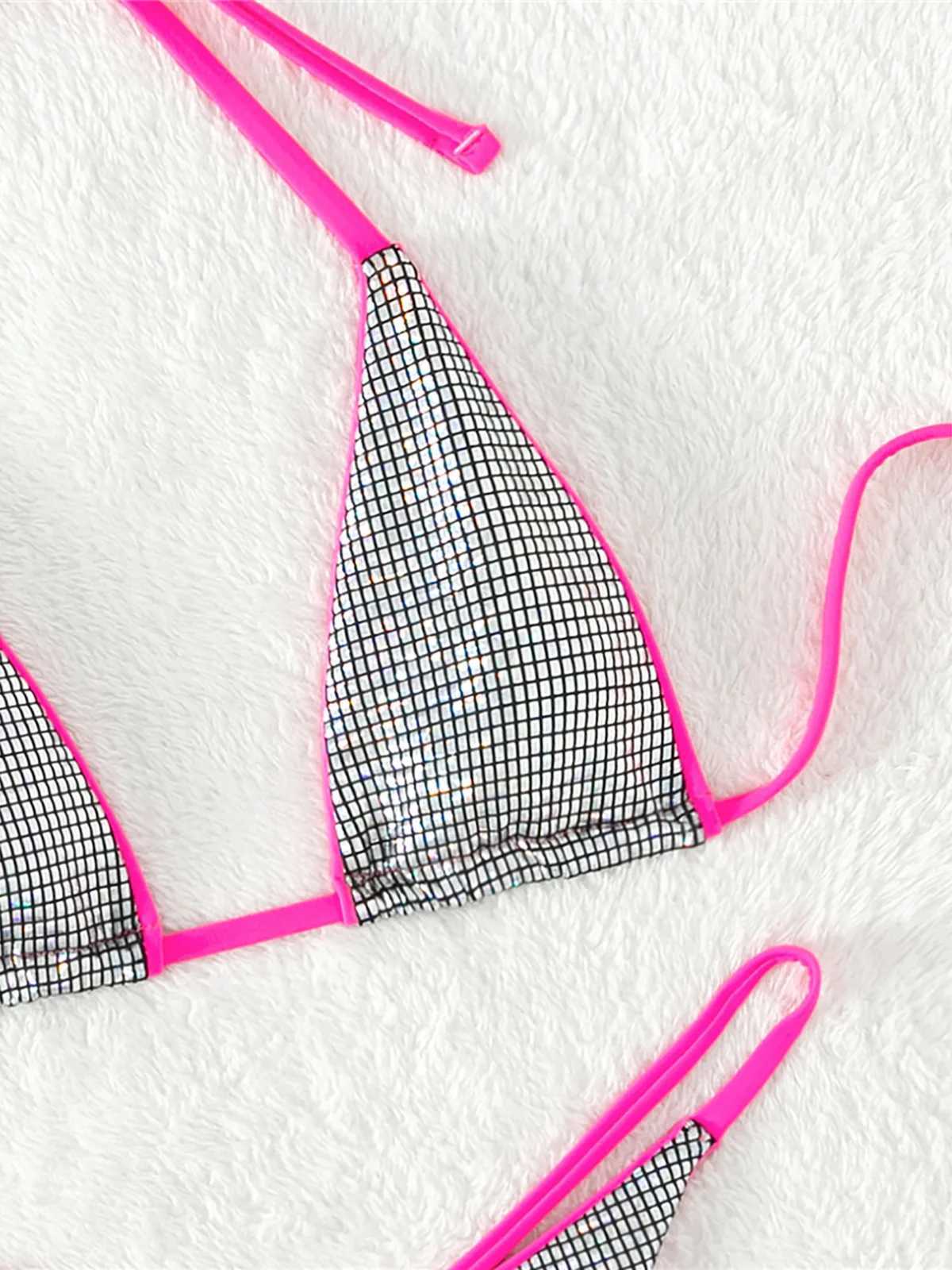 Women's Swimwear Extreme Mini Micro Thong Halter Plaid Bikini Female Swimsuit Women Swimwear Two-pieces Bikini set Bather Bathing Suit Swim K5084