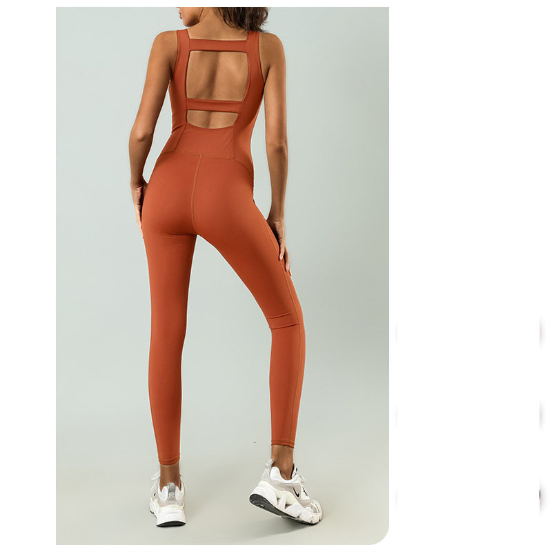 Women One Piece Tracksuits Hollow Back Gym Sets Yoga Suits Sportswear Sports Jumpsuits Fiess Rompers Female Workout Bodysuits
