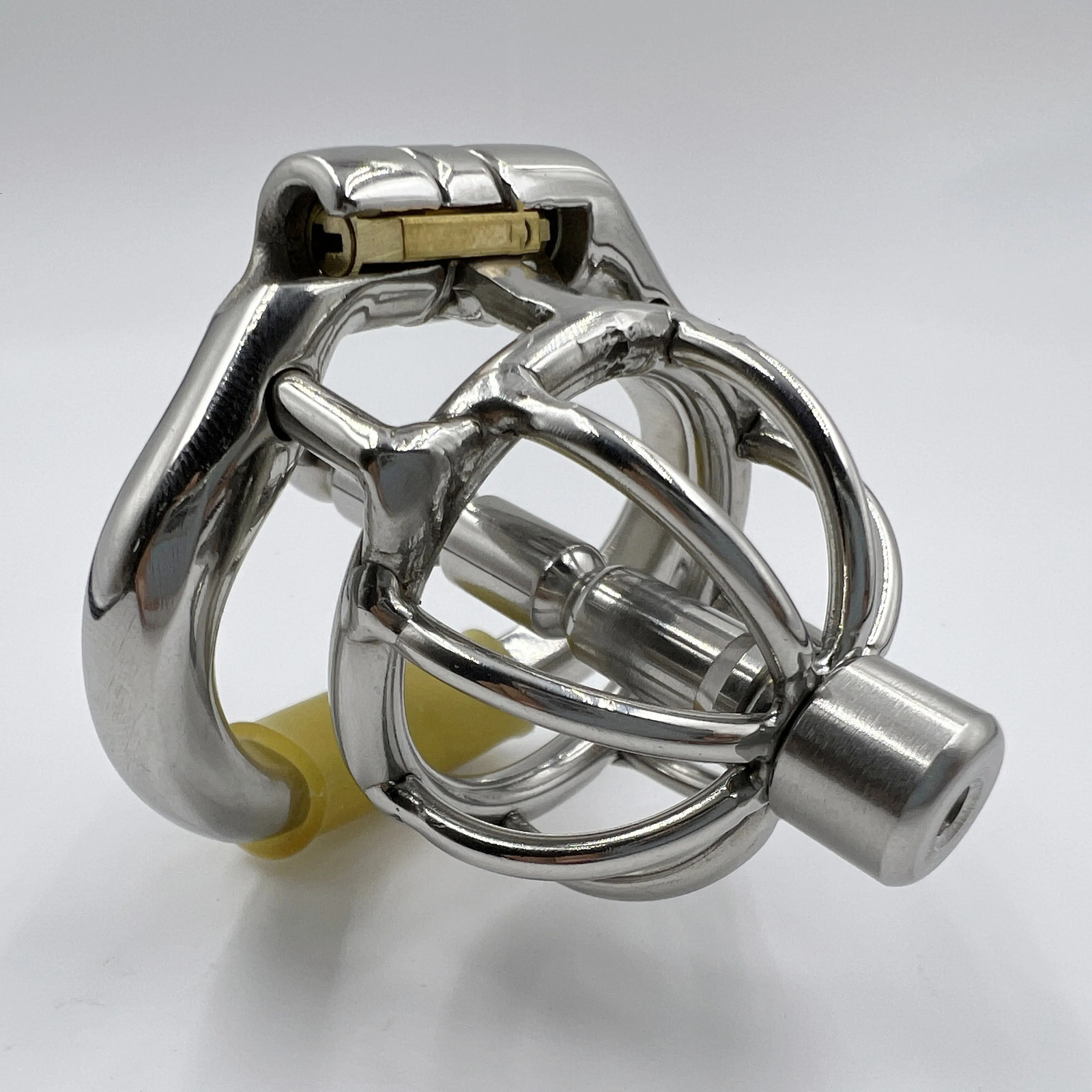 Stainless Steel Chastity Device with Urethral Catheter and AntiShedding RingCock CagePenis RingS055A 240423