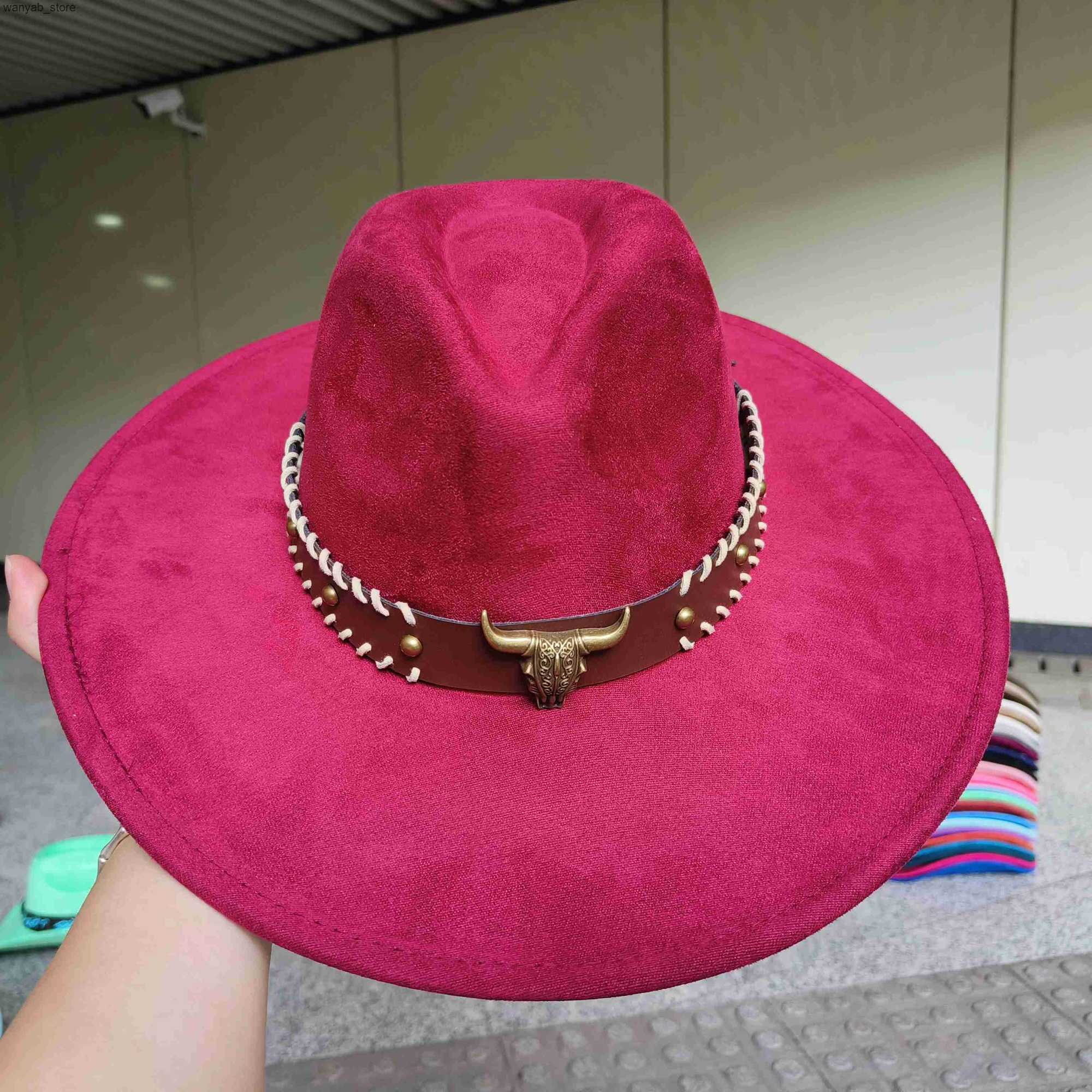 Wide Brim Hats Bucket Hats Ethnic style suede fedora hat retro fashion large brim hat men women hat top hat flat soft hat wholesale sombrero hombre L2