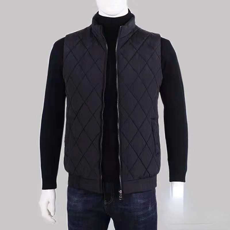 Men's Down Parkas New Brand 2023 Winter Men Vest Parkas Cotton Casual Sleeveless Stand Clothes Male Solid Color Vest Winter Jacket Clothing B07 z