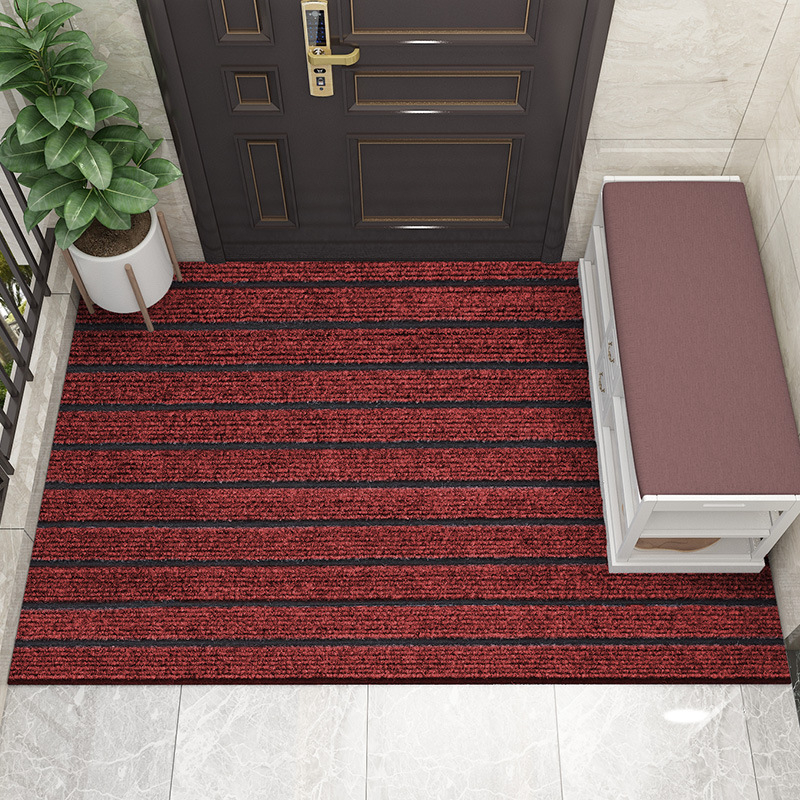 Cross Border Modern Minimalist Polyester Carpet Door Mat, Solid Color Striped Entrance Door Mat, Household Entrance Mat, Can Be Cut