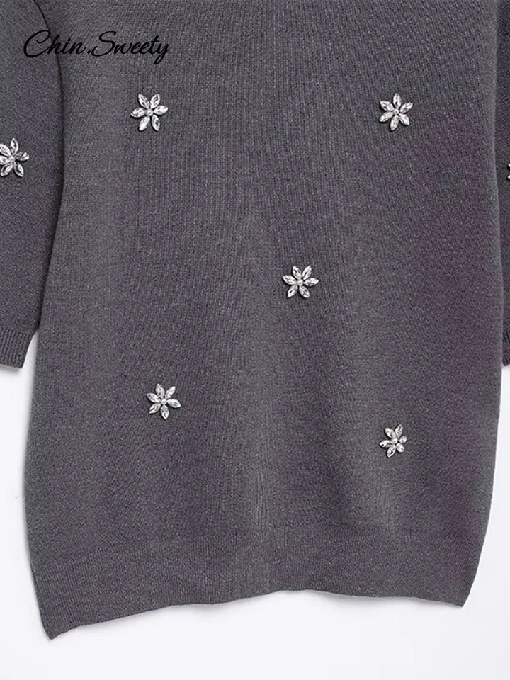 Knitted Mini Skirts Set Women 2 Pieces Short Sleeve Sweater Aline Skirt Pleated Elegant Lady Allmatching Outfit 241129