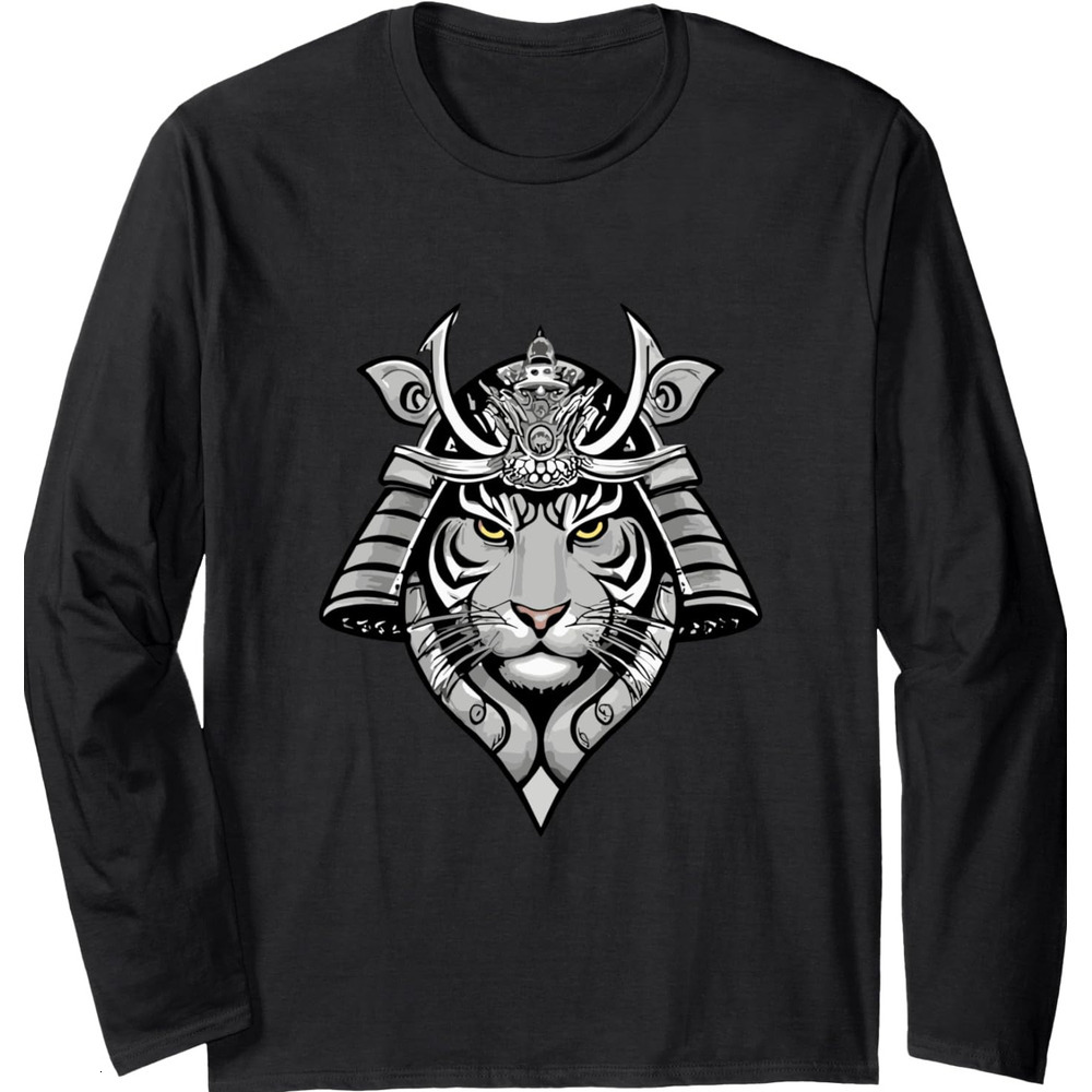 Long Sleeve Shirts for Men sweatshirt Samurai Tiger Design Long SleeveTee Streetwear Casual tops clothes Fashionable and cool