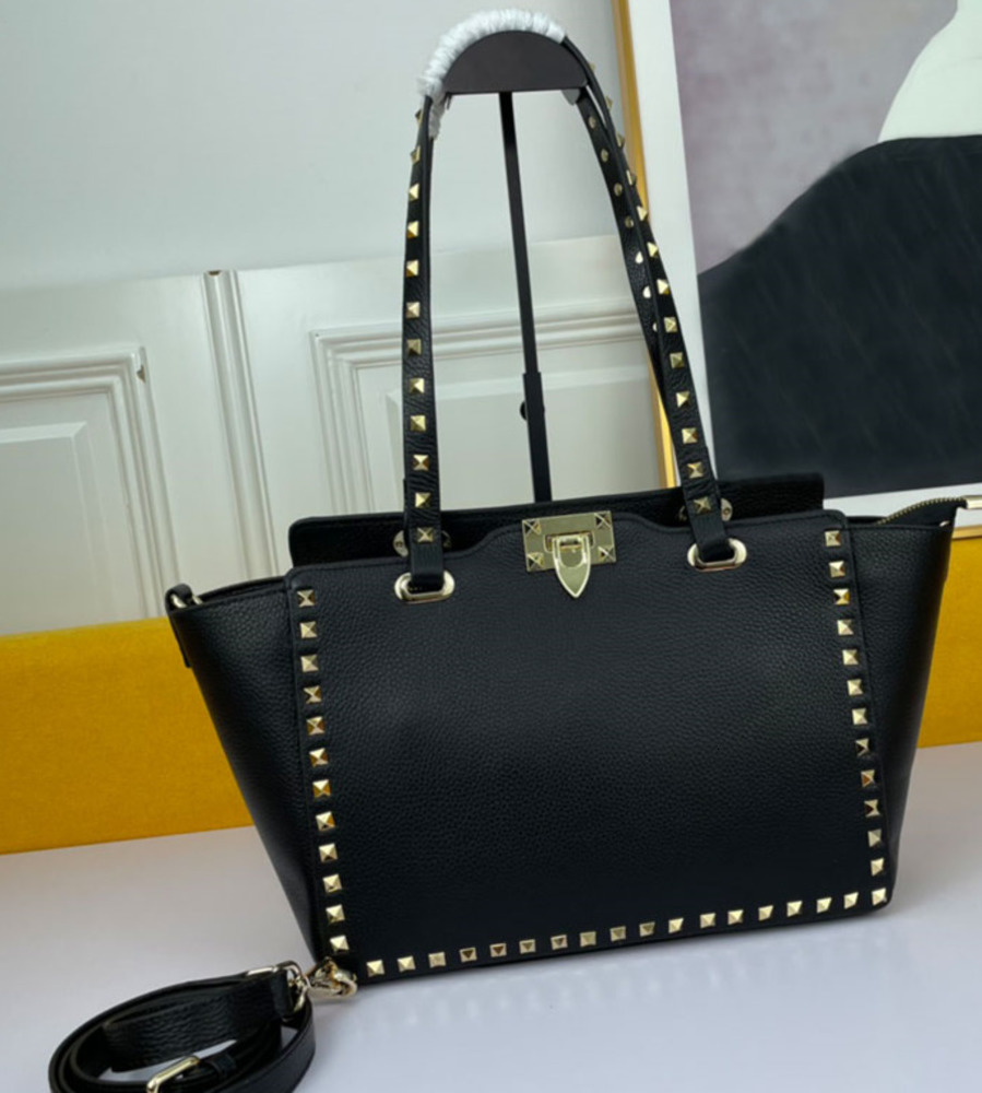Rivet Tote Shopping Bag Women Classic Handbags Purse Genuine Leather Long Strap Clemence Shoulder Bags Large Capacity Pockets High quality