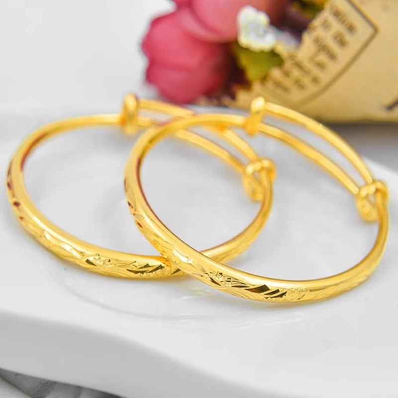 Fashion 18K Yellow Gold Color Lovely Children Kid Boy Girl Infant Baby Bangle Bracelet Gift Lucky Newest Bangle For Child