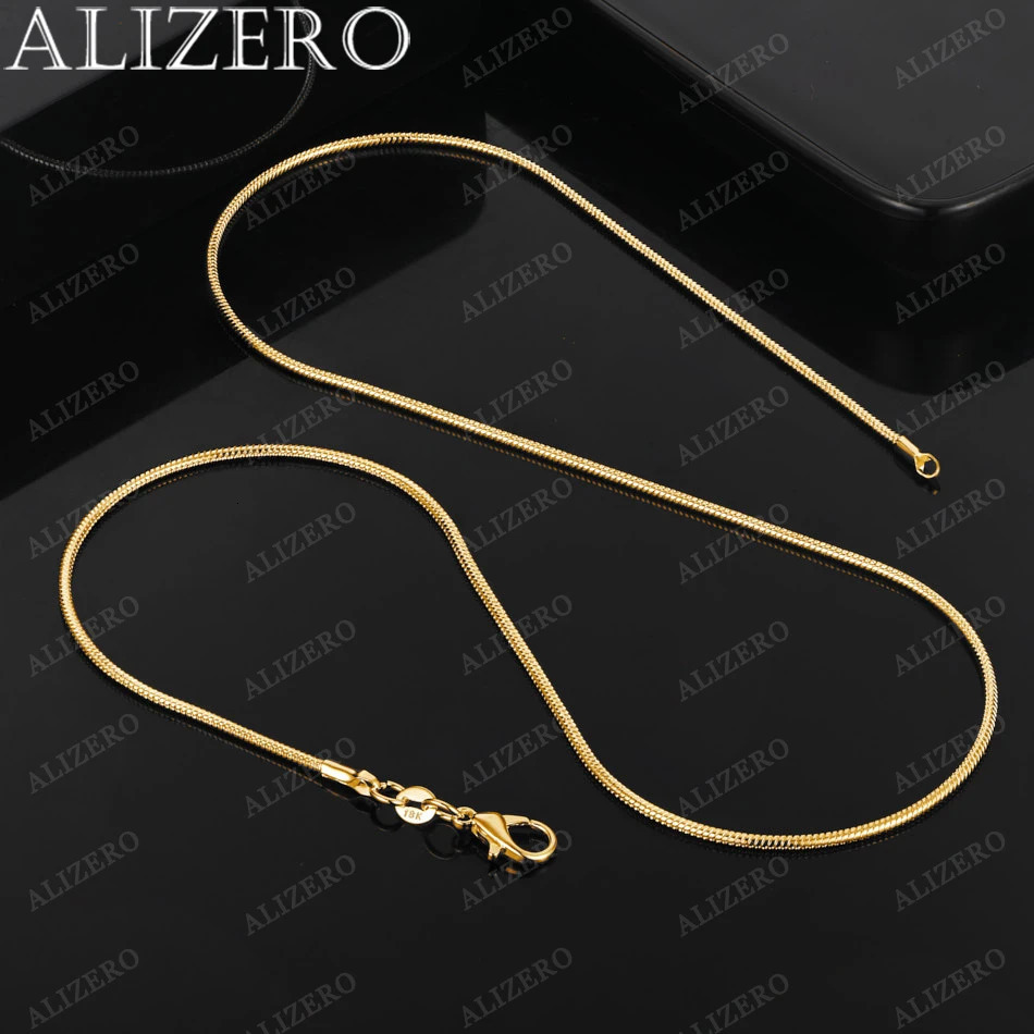 ALIZERO 18K Gold 2mm Snake Chain Necklaces 1618202224262830 Inche Men Fashion Fine Jewelrys Gifts 241125