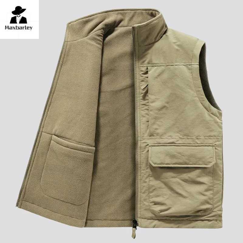 Men's Down Parkas 2024 Winter Mens Sleeveless Jackets Male Reversible Warm Waistcoats Casual Outwear Men Fleece Thermal Soft Vests Clothing 6XL z