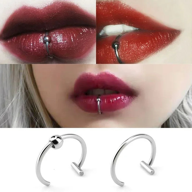 1Pc Stainless Steel Nose Ring Hoop Septum Rings C Clip Lip Earring Piercing Women Body Jewelry NonPierced 241125