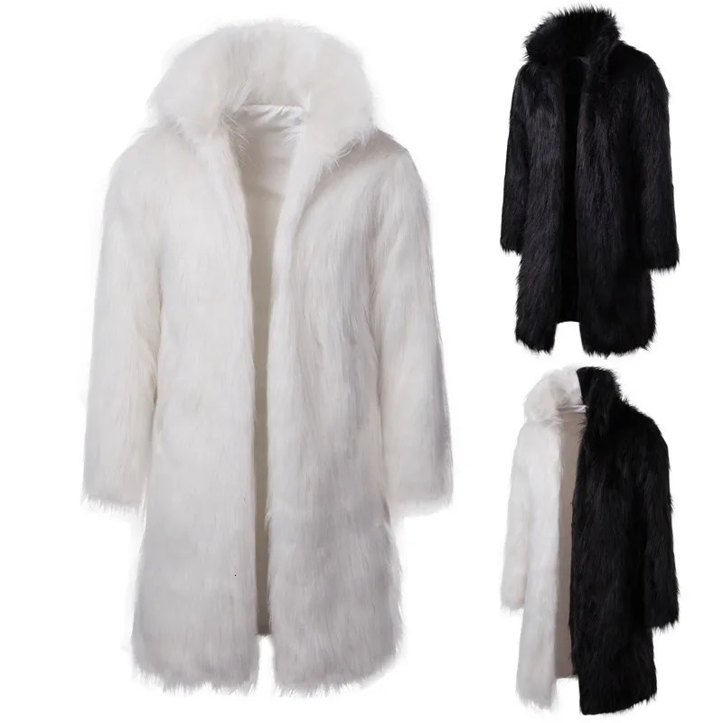 Mens Winter Clothing Fur Coat Quick Sale Black and White Fashion Personality Casual Long 241120