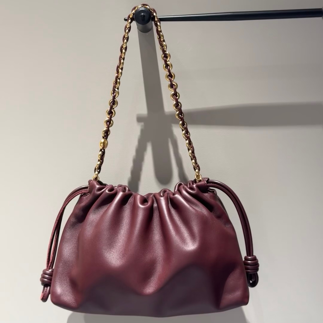 12A Flamenco Bag Clutch Bag Sheepskin Handbag Crossbody Bag Genuine Leather Womens Burgundy 30cm purple cloud bag lucky bag shoulder armpit bag versatile and trendy